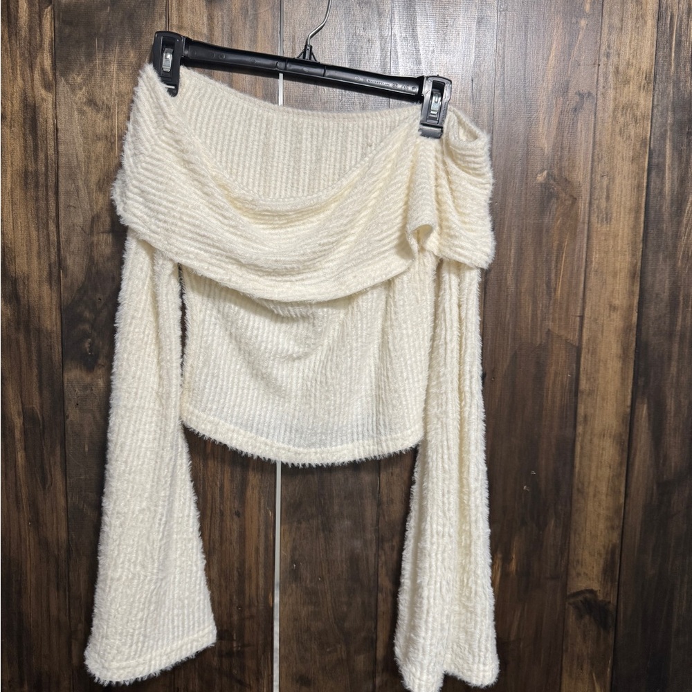 Off-Shoulder Cream Sweater